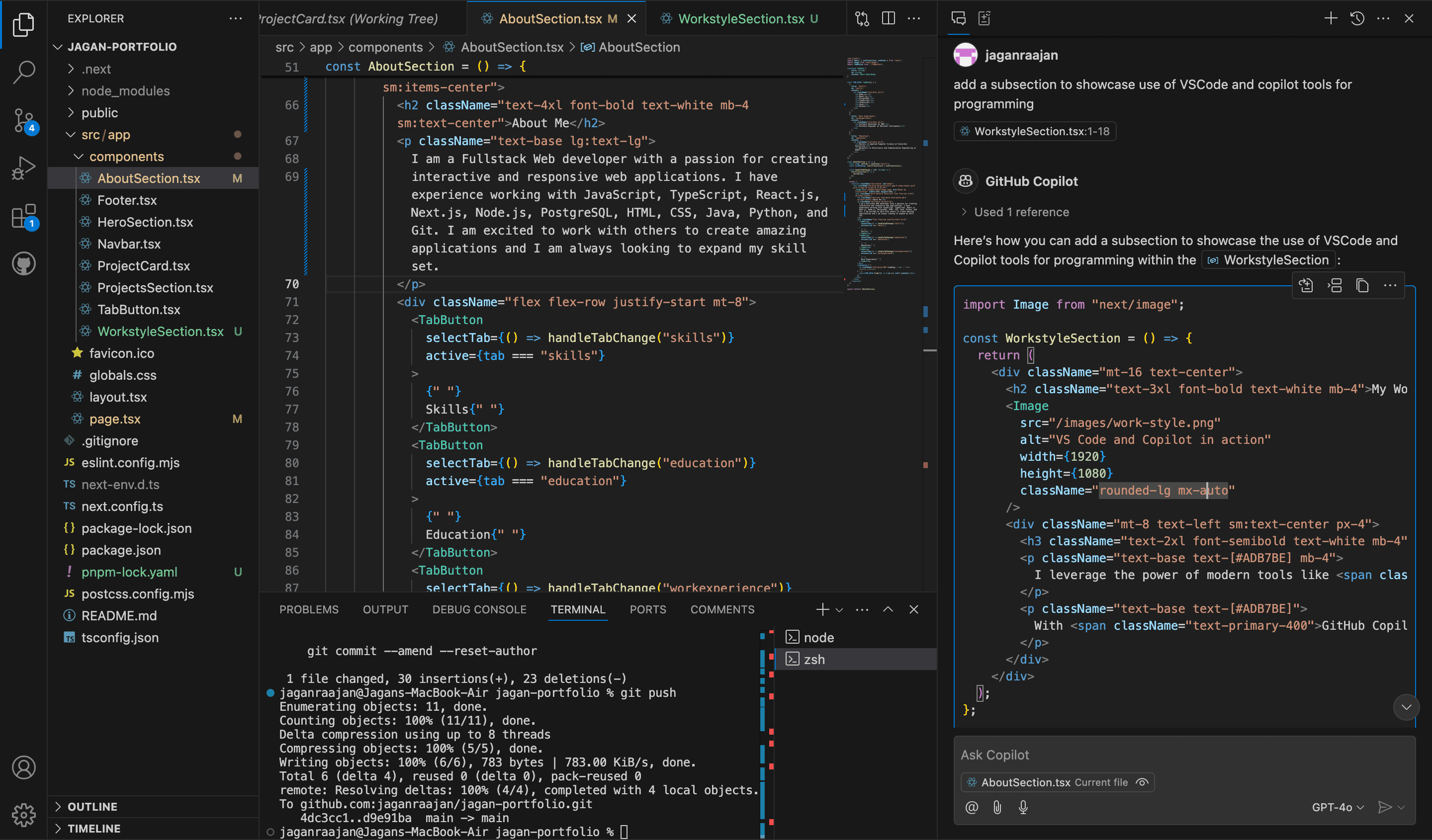 VS Code and Copilot in action